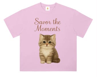 Kitten, Heavyweight Drop Shoulder Cotton T-Shirt