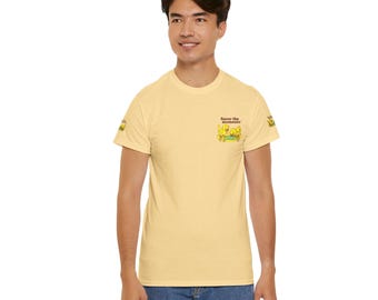 Embroidery Ducks T‑Shirt • Minimal Nature Art Tee • Cute Ducks by Puddle Illustration • Everyday Casual Graphic Top