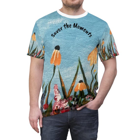 Floral Unisex Tee: - Vibrant Spring Summer Top Savor the Moments