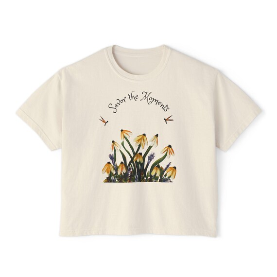 Savor the Moments Floral Tee: Women's Boxy Cotton Shirt