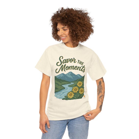 Nature-Inspired  Unisex Tee: Spring Casual Wear "Savor the Moments"