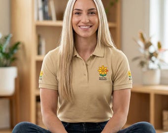 Daisy Mascot Logo Mascot Daisy Polo Shirt | Embroidered Chest and Sleeve