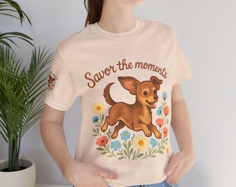 Dachshund Dog | Colorful Cartoon Dog Art Tee for Animal Lovers, Savor the Moments TM Apparel