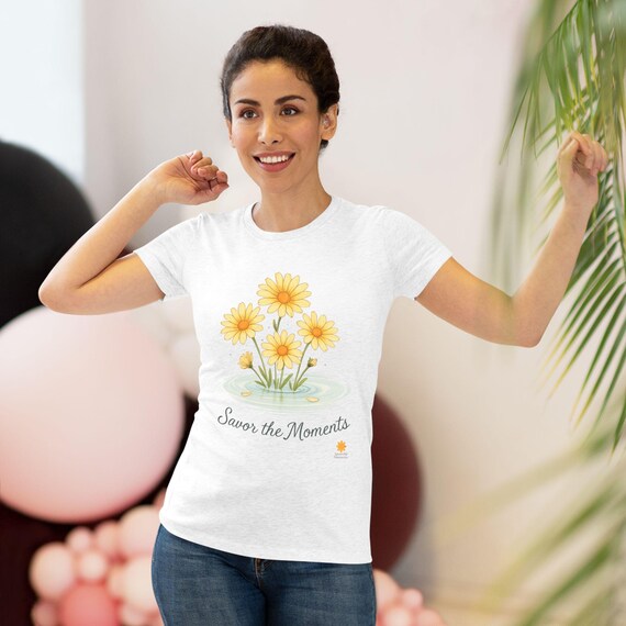 Floral Print Triblend Tee: - Women's Casual Top Savor the Moments