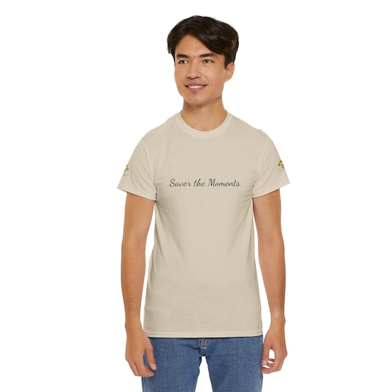 Savor the Moments Unisex Heavy Cotton Tee, Gift for Friends, Casual Wear, Relaxed Fit Shirt, Everyday Comfort Tee, Perfect for Celebrations