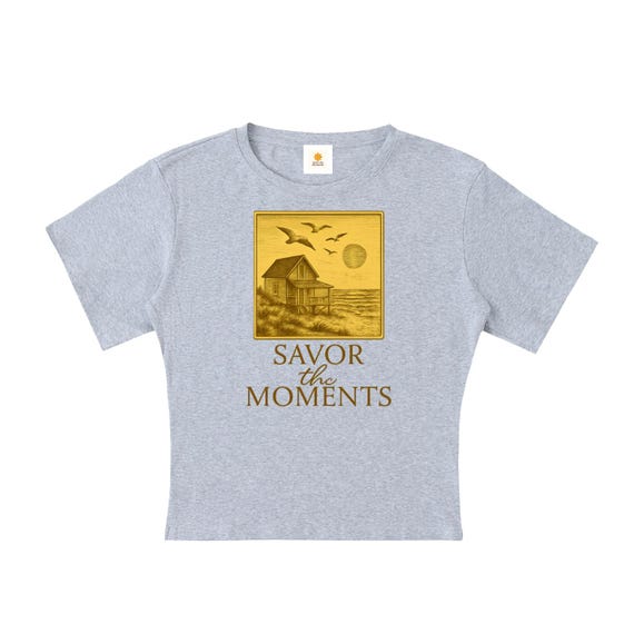 T-shirt, Beach House, Gulls, Ocean, Lightweight Cocoon Shape Short Sleeve Top