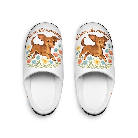 Savor the Moment Chihuahua Slippers | Floral Dog Indoor Slippers