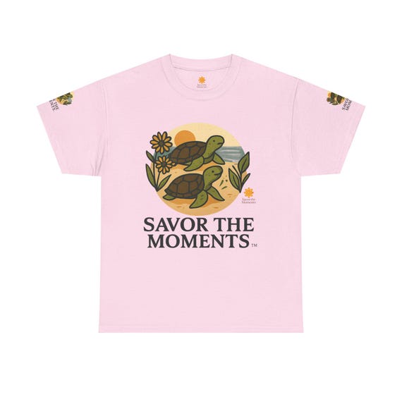Sea Turtles Floral Shirt, Ocean Lover Tee, Coastal Nature Graphic T-shirt, Savor the Moments TM Marine Life Apparel