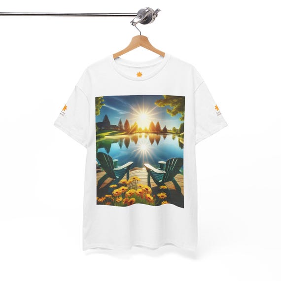Serene Lake Sunset Tee, Relaxed Unisex T-Shirt for Nature Lovers, Outdoor Enthusiasts, Summer Vibes, Gift for Friends, Casual Wear