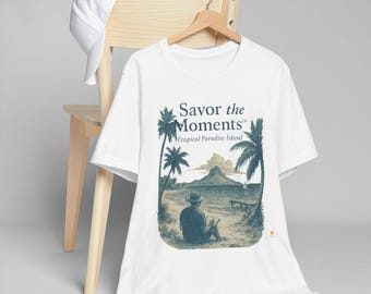 Tropical Paradise T-Shirt, Relaxed Vibes, Travel Lover Gift, Summer Wardrobe Essential, Adventure Travel Tee, Nature-Inspired Shirt