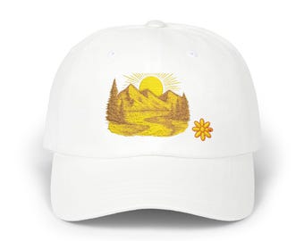Sunset Mountains Classic Dad Cap, Outdoor Hat, Gift for Dads, Casual Cap, Summer Accessory, Nature Lover Headwear, 100% Cotton Outdoor Hat