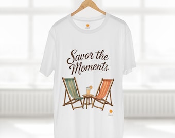 Beach Chairs Summer Shirt, Relaxing Coastal Vibes Tee, Ocean Sunset Graphic T- Shirt, Savor the Moments TM Beach Lover Gift