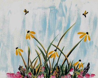 Orange Wildflower Daisies, Blue Sky, Digital Download, Nature, Flowers