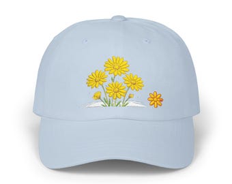 Dandelion Embroidered Dad Cap: 100% Cotton, Adjustable Fit