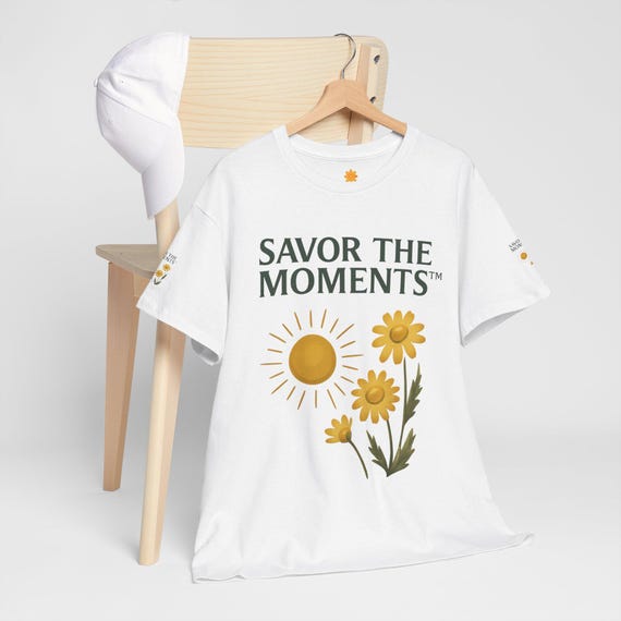 Sunny Floral Graphic Tee, Savor the Moments T-Shirt, Unisex Cotton Top, Summer Apparel, Gift for Nature Lovers, Casual Outfit