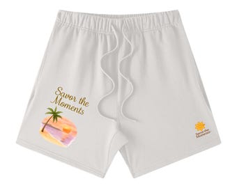 Tropical Vibe, Shorts, Beach, Pam tree, Ocean Unisex Earth Tone Loose Fit Cotton Shorts
