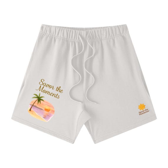 Shorts, Beach, Pam tree, Ocean Unisex Earth Tone Loose Fit Cotton Shorts