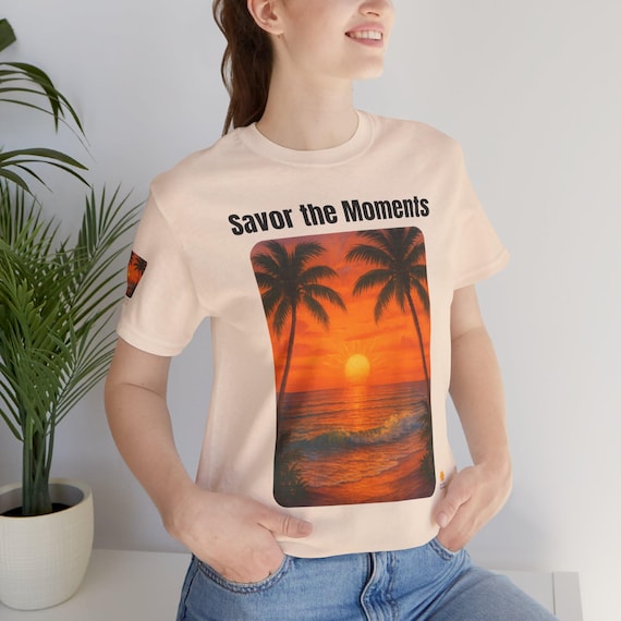 Tee Shirt with Sunset Design, Perfect for Relaxed Days, Beach Lovers, Gifts for Beach Vacations, Summer Vibes, Inspirational Quotes