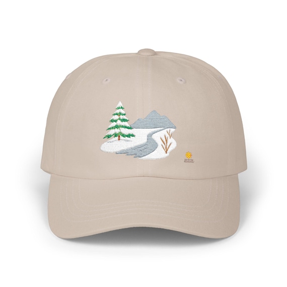 Snow, Stream, Nature Inspired Classic Dad Cap, Adjustable Father's Day Gift, Outdoor Style Hat, Men's Casual Wear
