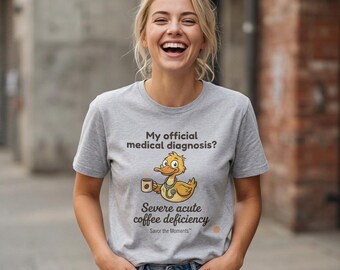 Duck Coffee Lover T-Shirt, Severe Acute Coffee Deficiency Graphic Tee