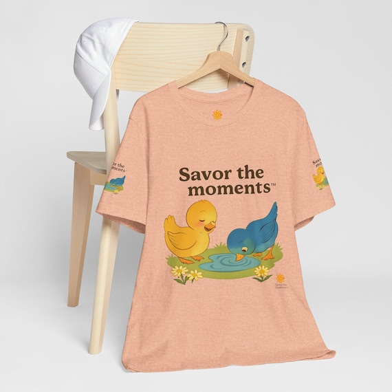 Whimsical Duck Moments Tee, Short Sleeve T-Shirt, Cute Gift for Nature Lovers, Fun Casual Wear, Animal Design Shirt, Summer Outing Apparel