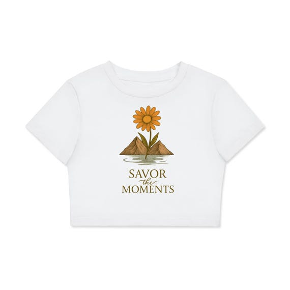 T-shirt, Daises, Fitted Crop Cotton T-Shirt