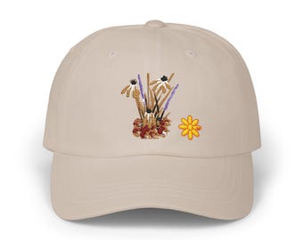 Embroidered Nature-Inspired Baseball Cap | Minimal Floral Line Art Hat | Everyday Botanical Headwear