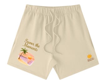 Tropical Vibe, Shorts, Beach, Pam tree, Ocean Unisex Earth Tone Loose Fit Cotton Shorts