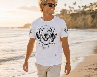 Golden Retriever Sketch T‑Shirt Dog, Unisex Cotton T-Shirt Savor the Moments™