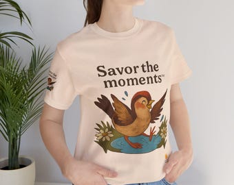 Bird Tee, Nature, Daisies, water, playful, Savor the Moments