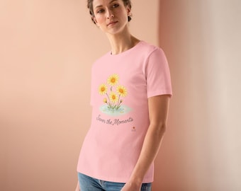 Daisy Yellow Bouquet Tee • Savor the Moments™ Floral Quote Shirt • Soft Cotton Nature‑Inspired T‑Shirt