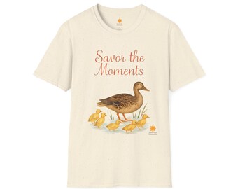 Ducklings and Duck Mom T‑Shirt • Nature Illustration Wildlife Tee • Cute Duck Family Graphic Top
