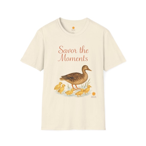 Ducklings and Duck Mom T‑Shirt • Nature Illustration Wildlife Tee • Cute Duck Family Graphic Top