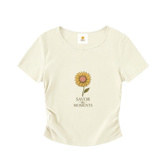 T- Shirt Ruched Bodycon Crop Top Daisy design