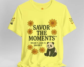 Floral panda graphic tee with daisy vibe and Savor the Moments™ message—feel‑good style you can wear, live, savor it.