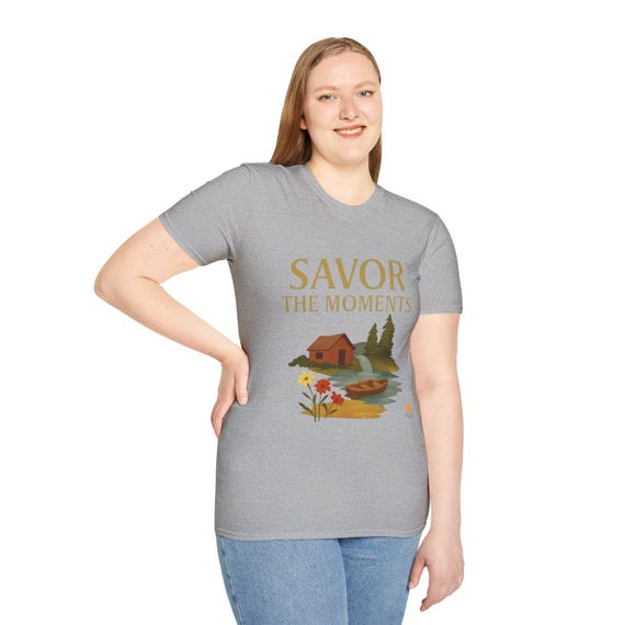 Savor the Moments T-Shirt: Nature Landscape Print, Eco-Friendly Cotton