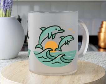 Dolphin Frosted Glass Mug