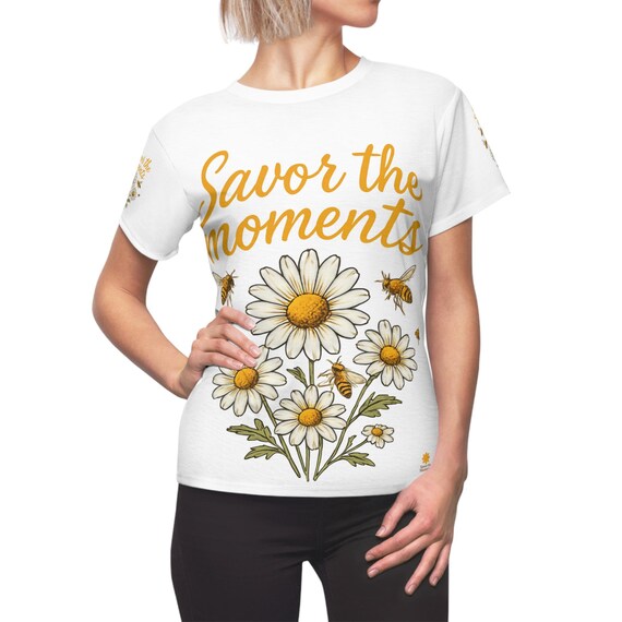 Floral 'Savor the Moments' Tee: Women's Inspirational Summer Top