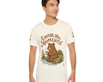 Cozy Bear Tee, Savor the Moments Unisex Jersey Short Sleeve Tee, Nature Lover Gift, Relaxation Shirt, Outdoor Adventure Apparel, Bear [...]
