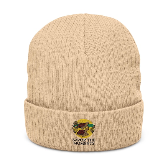 Turtles Embroidered Beanie • Ribbed Knit Ocean Hat • Savor the Moments™ Sea Life Design • Sand & Beach Inspired Outdoor Wear, Coastal