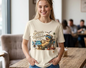 Turtle Coffee Goofy T-Shirt | Beach Vacation Relaxed Tee, Savor the Moments