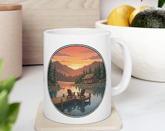 Lake Life Mug, Cabin Wonder style, Nature-inspired, Ceramic Mug, (11oz, 15oz)