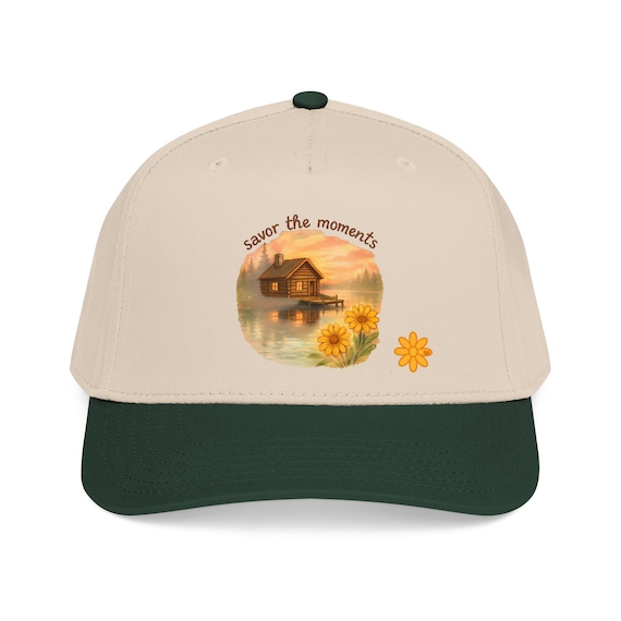 Sunset, Cabin, Baseball Cap | Nature Lover Gift, Outdoor Activities, Camping, Summer Vibes, Thoughtful Present