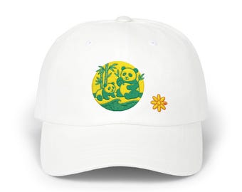 Whimsical Panda Dad Cap - Fun Gift for Dads, Casual Style, Summer Accessory, Outdoor Adventures, Eco-Playtime Gear
