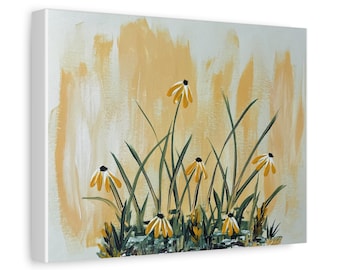 Orange Daisy Canvas Wall Art • Floral Botanical Home Decor • Spring Living Room Decoration • Nature Gift