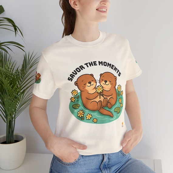 Savor the Moments Otters Tee | Cute Otter Pair Illustration