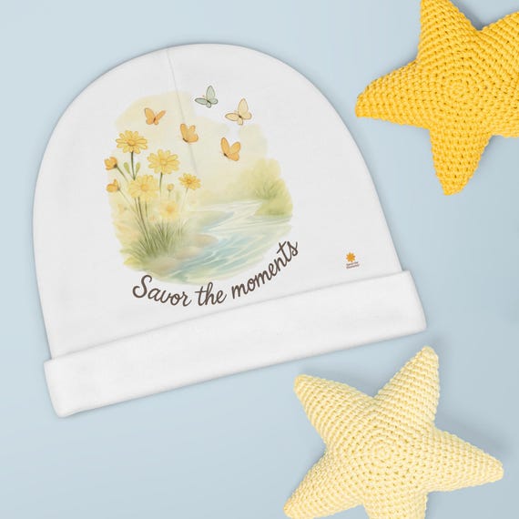Floral Baby Beanie: Soft Polyester Infant Cap - Spring Garden Design