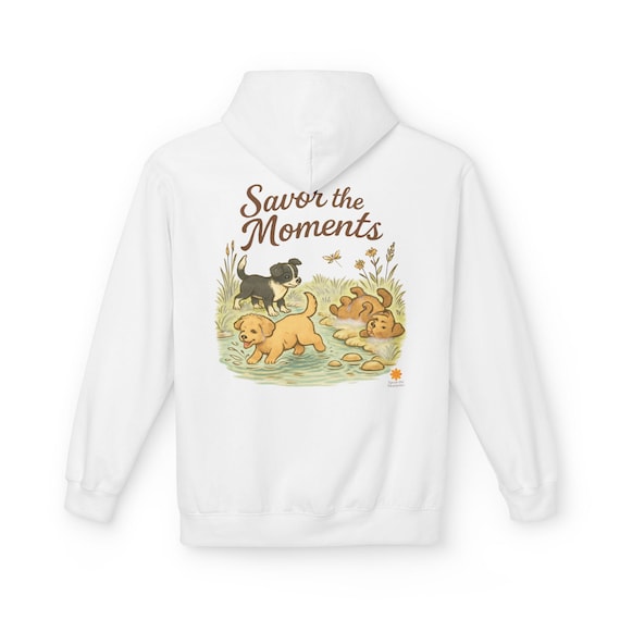 Playful dogs, Puppy illustration Hoodie | nature scene, Savor the Moments