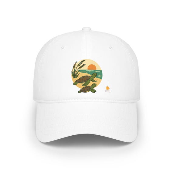 Sunset Sea Turtles Low Profile Baseball Cap, Gift for Ocean Lovers, Summer Accessory, Beach Style, Eco-Friendly Fashion