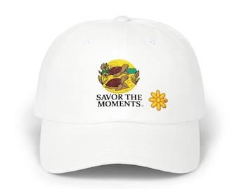 Sea Turtles Embroidered Dad Cap • Savor the Moments™ Ocean Hat • Casual Everyday Summer Accessory • Coastal Outdoor Adventure Gift for Dads